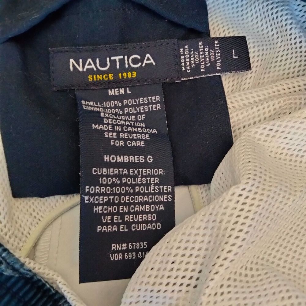 Nautica Swim Trunks Mens L Navy Blue Board Shorts Logo Swordfish All Over Print - Picture 7 of 9